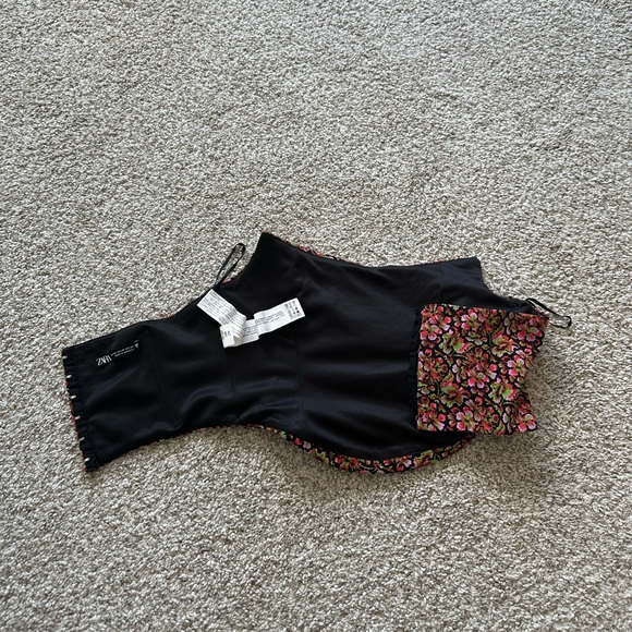 Zara Floral Cropped Strapless Corset Top - Picture 1 of 3